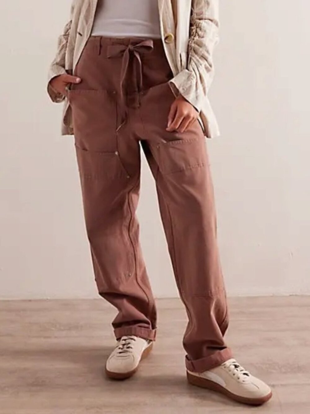 We The Free Hayden Carpenter Pull On Pants Size Small Brown Utility Gorp Baggy